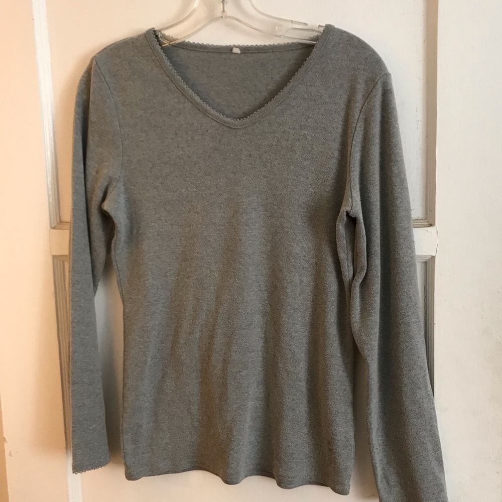 Bundle Sale! Heather Grey Picot LS Tee